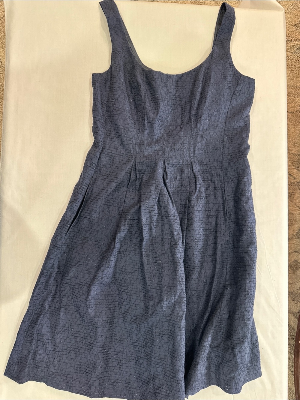 Nine West Textured Navy Midi Dress